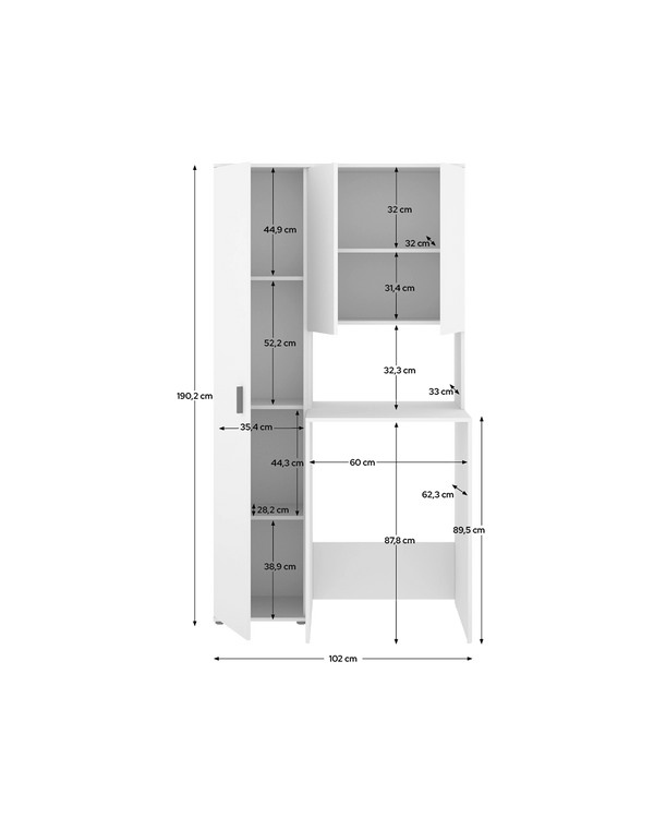 Armario para lavadora con modulo alto y columna auxiliar Fit