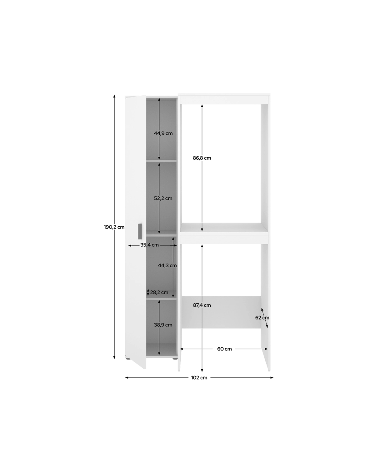 Armario para lavadora secadora con columna auxiliar 1 puerta Fit