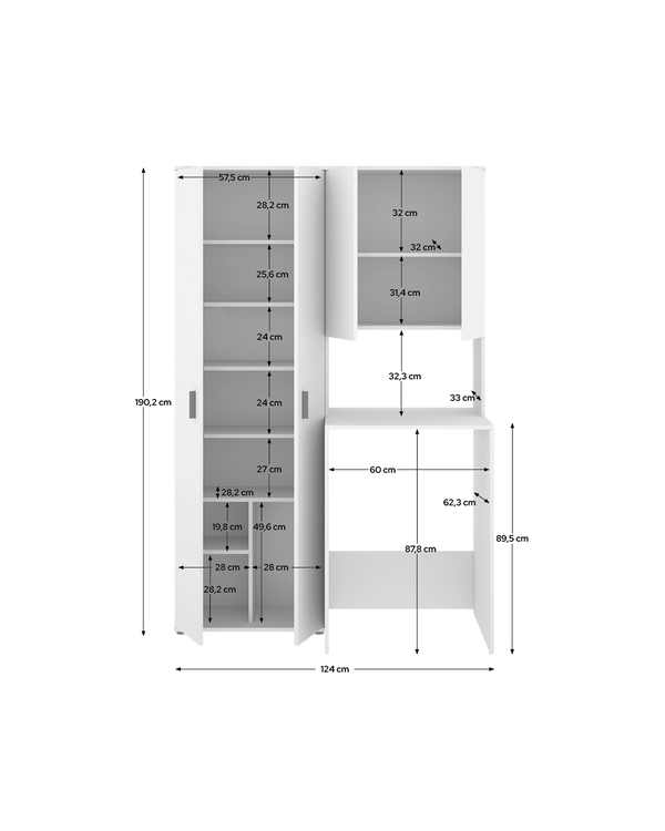 Armario para lavadora con modulo alto y armario auxiliar 2 puertas Fit
