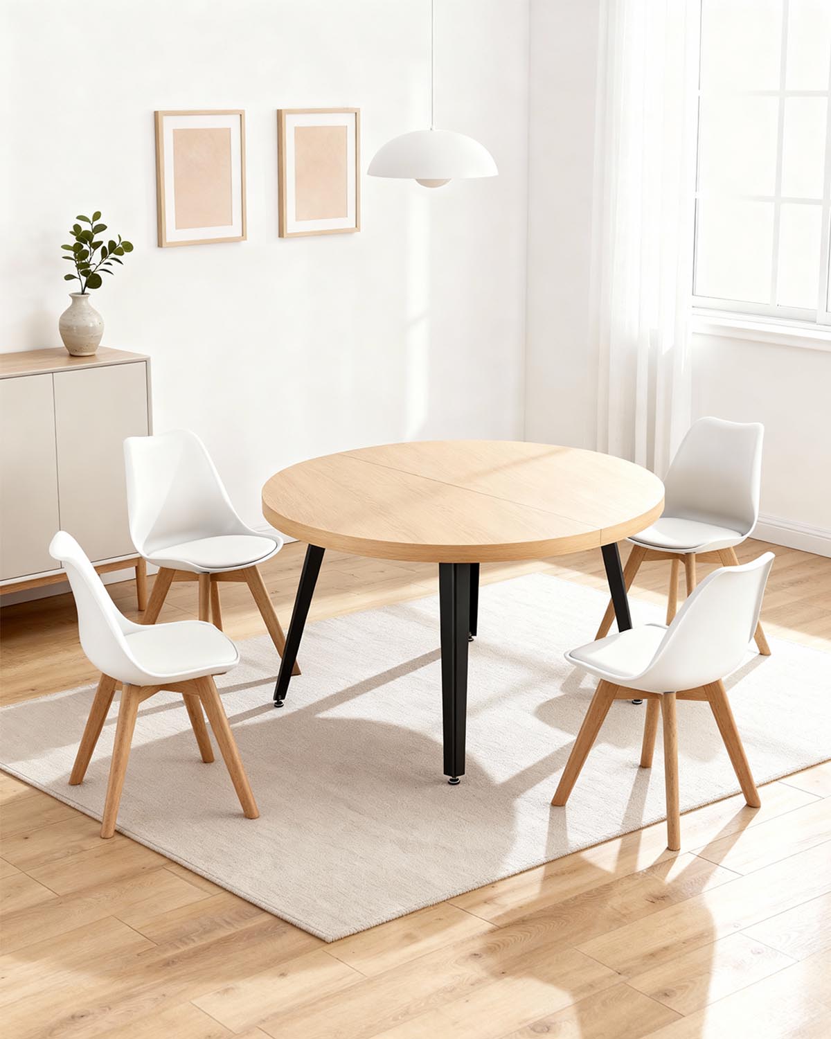 Pacote de mesa extensível Dionne e cadeiras Mavis