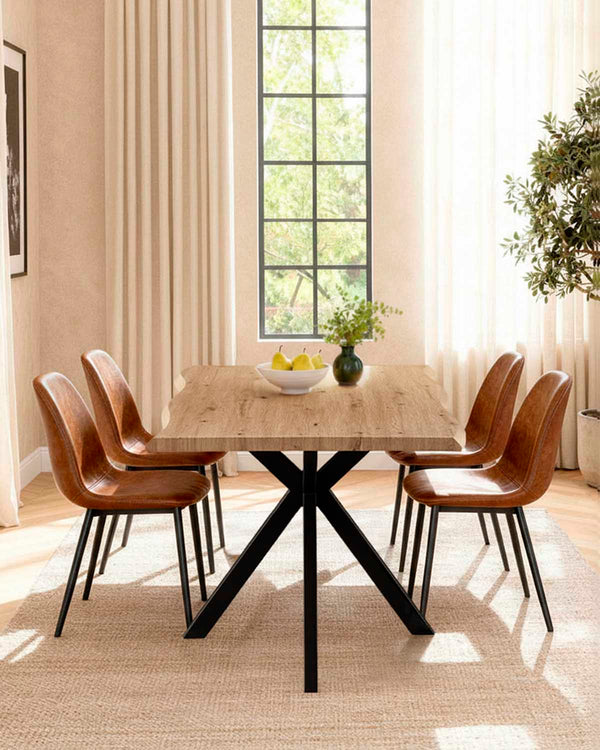 Pack poupança de mesa de tampo irregular Thelma e cadeiras Deana