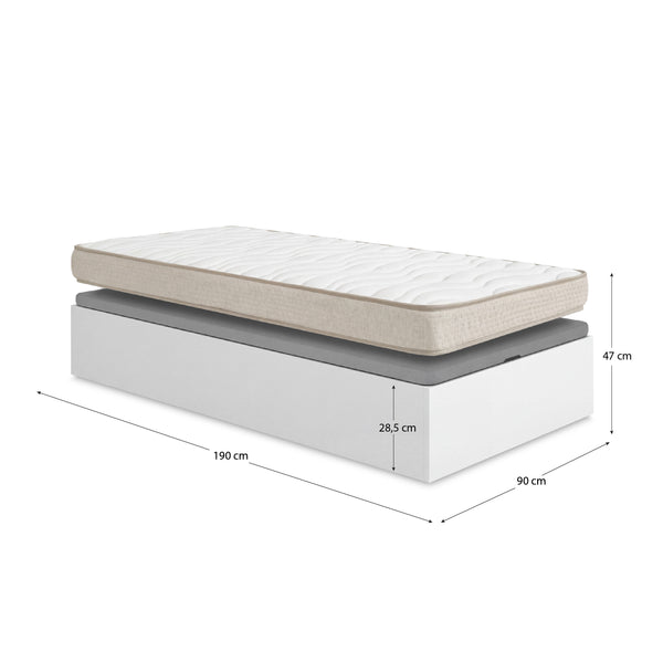 Pack poupança juvenil Sommier rebatível Nest com Colchão viscoelástico Nova 90 x 190 cm