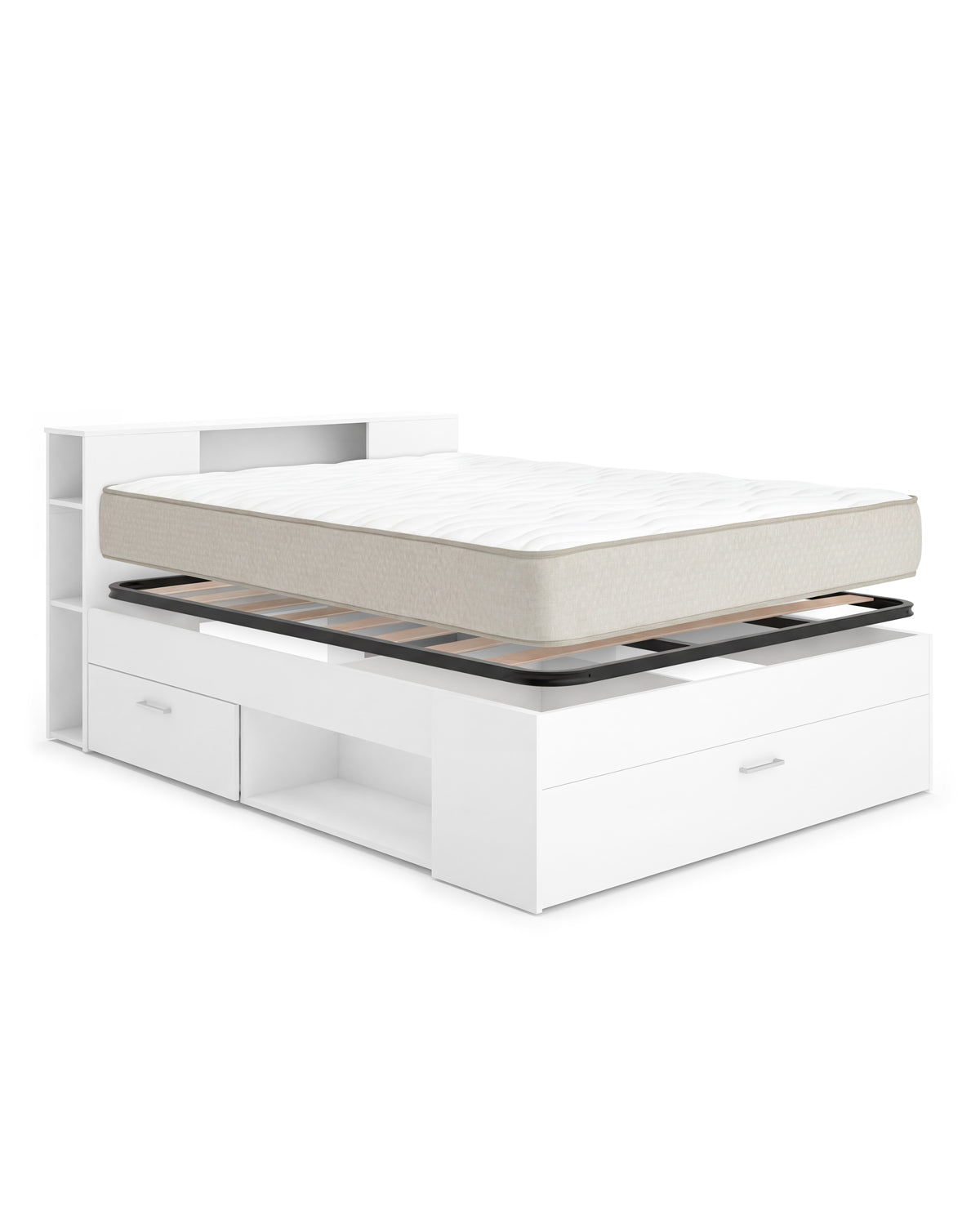 Pack de poupança para casal Cama Lanka com cabeceira, Colchão Nova Plus e Estrado de 135 x 190 cm