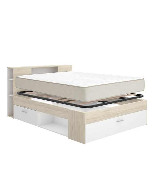 Pack poupança casal Cama Lanka com cabeceira, Colchão Nova Plus e Estrado de 135 x 190 cm