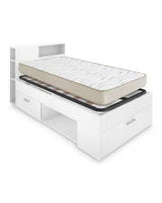 Pack poupança juvenil Cama Lanka com cabeceira, Colchão viscoelástico Nova e Estrado 90 x 190 cm