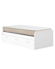 Pack poupança juvenil Cama Mek com gavetas, Colchão viscoelástico Nova e Estrado de ripas 90 x 190 cm